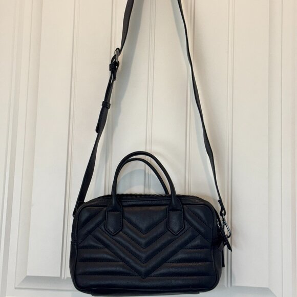 BRAND NEW Black Leather Quilted Crossbody Handbag Purse - Picture 7 of 7